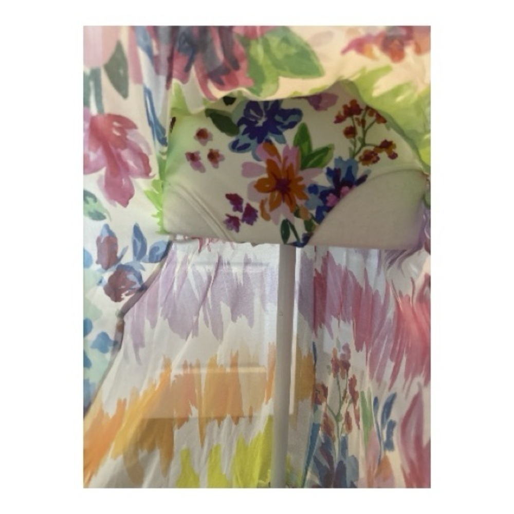 PatBO Bloom Maxi Dress NWT Small Multicolor Ruffle Hem Floral Vacation Resort - Picture 9 of 16